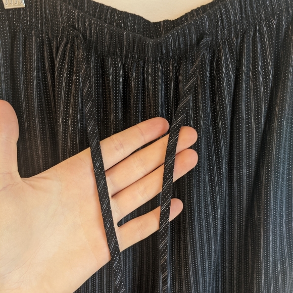 Vtg 90s Navy/Black Striped High Rise Palazzo Pants - Picture 9 of 11